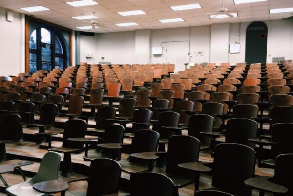 An empty college classroom